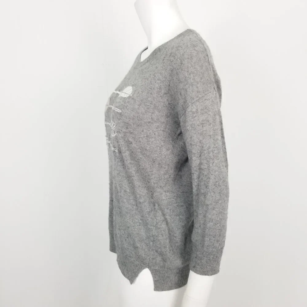 J. Crew Gray Arrow Print Sweater Small
